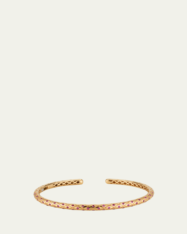 18K Bliss Thin Cuff with Pink Sapphires